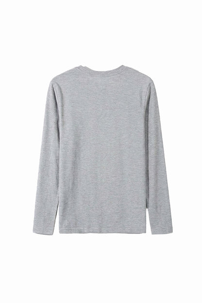 Men's Fall Combed Cotton Solid Crewneck Long-Sleeve T-Shirt