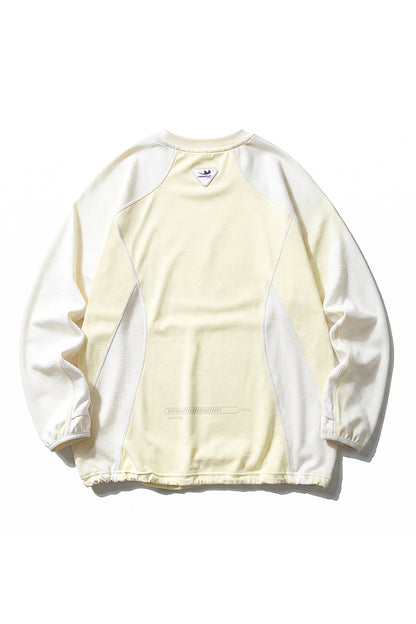 Unisex Fall Mesh Spliced Crew Neck Sports Long Sleeve Top