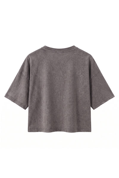 Women's Summer Washed Vintage Relaxed Crop T-Shirt