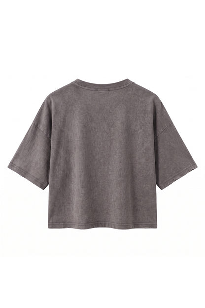 Women's Summer Washed Vintage Relaxed Crop T-Shirt