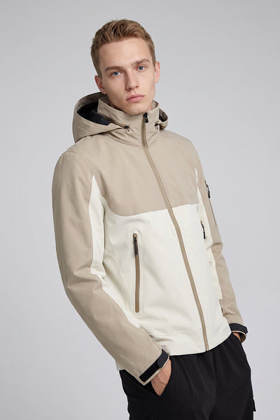 Men's Fall Winter Colorblock Hooded Windproof Shell Jacket