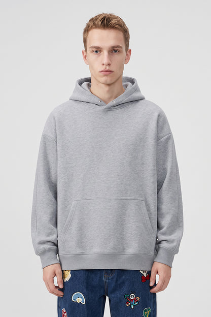 Men's Fall Winter Snap-Button Fleece Kangaroo-Pocket Hoodie