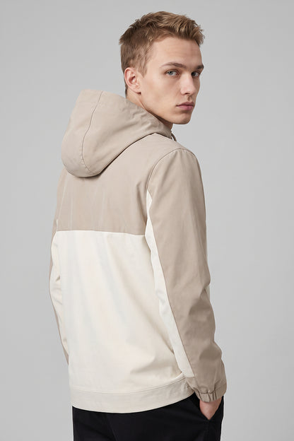 Men's Fall Winter Colorblock Hooded Windproof Shell Jacket