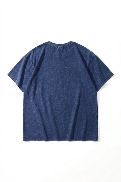 Unisex Summer Vintage Washed Drop-Shoulder Oversized Tee