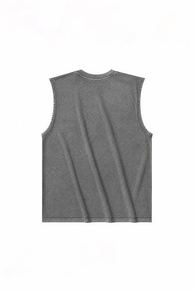 Men's Summer Vintage Washed Raw-Edge Sleeveless Tank Top