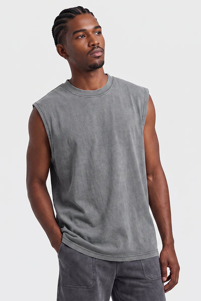 Men's Summer Vintage Washed Raw-Edge Sleeveless Tank Top