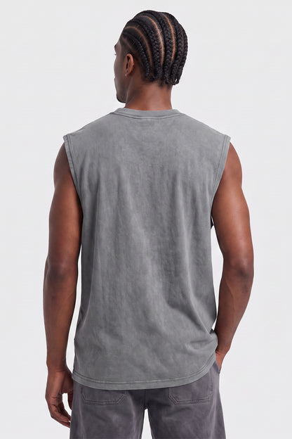 Men's Summer Vintage Washed Raw-Edge Sleeveless Tank Top