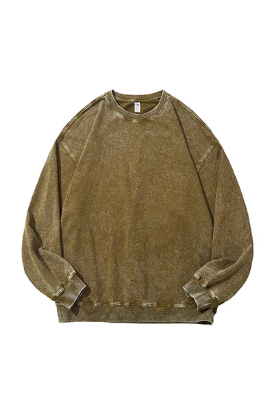 Unisex Fall Clothing Washed Raglan Crew Neck Sweatshirt