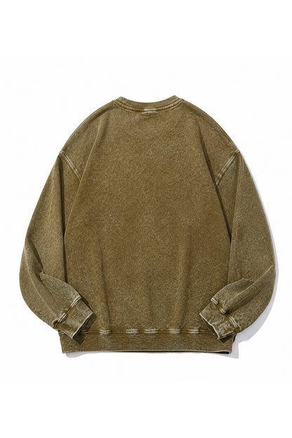 Unisex Fall Washed Vintage Raglan Crew Neck Sweatshirt