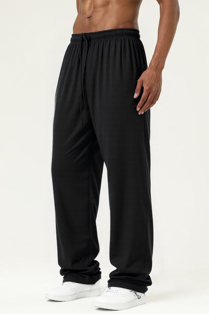 Men's Streetwear Relaxed High-Elastic Straight-Leg Pants