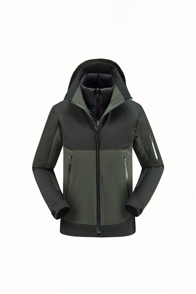 Men's Fall Winter Colorblock Hooded Windproof Shell Jacket
