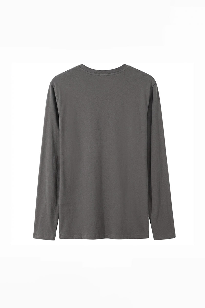 Men's Fall Combed Cotton Solid Crewneck Long-Sleeve T-Shirt