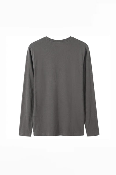 Men's Fall Combed Cotton Solid Crewneck Long-Sleeve T-Shirt