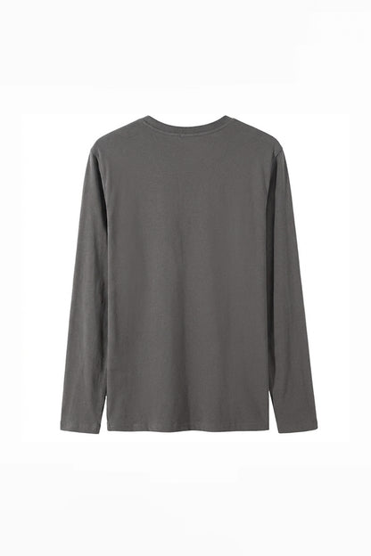 Men's Fall Combed Cotton Solid Crewneck Long-Sleeve T-Shirt