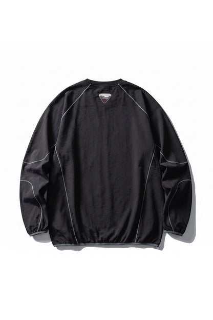 Men Fall Contrast Stitch Crew Neck Long Sleeve Top