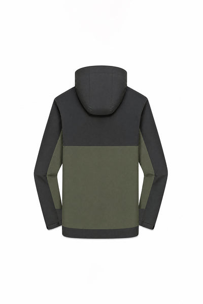 Men's Fall Winter Colorblock Hooded Windproof Shell Jacket
