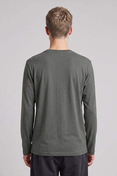 Men's Fall Combed Cotton Solid Crewneck Long-Sleeve T-Shirt