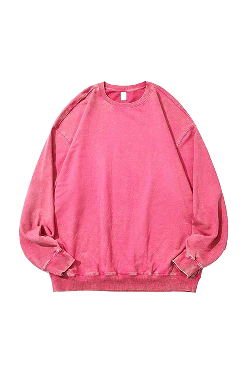 Unisex Fall Washed Vintage Raglan Crew Neck Sweatshirt