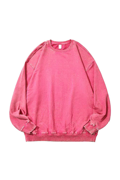Unisex Fall Washed Vintage Raglan Crew Neck Sweatshirt