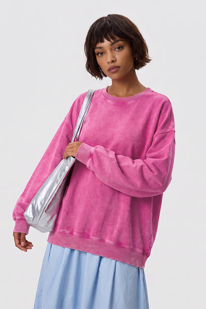 Unisex Fall Washed Vintage Raglan Crew Neck Sweatshirt