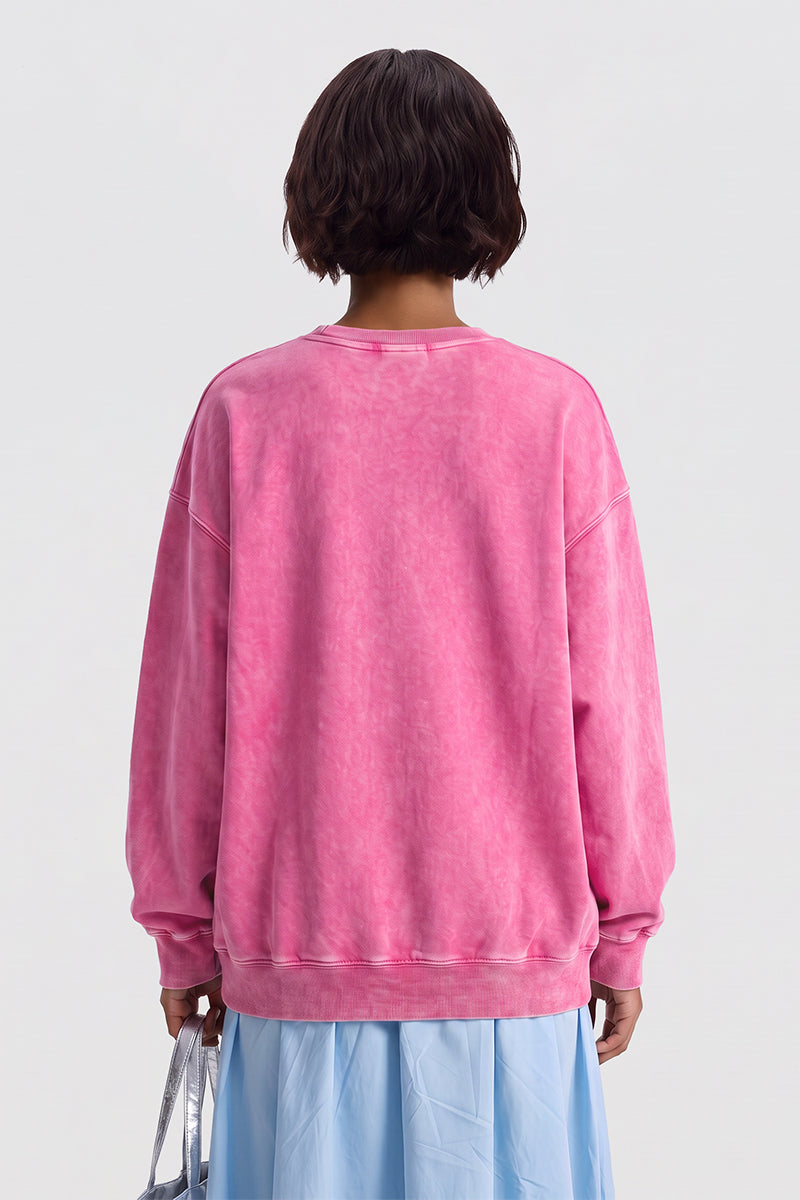 Unisex Fall Washed Vintage Raglan Crew Neck Sweatshirt