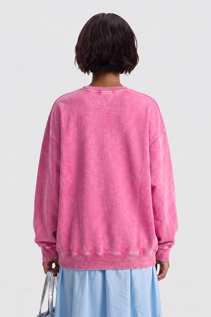 Unisex Fall Washed Vintage Raglan Crew Neck Sweatshirt