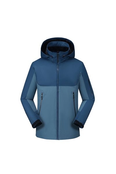 Men's Fall Winter Colorblock Hooded Windproof Shell Jacket