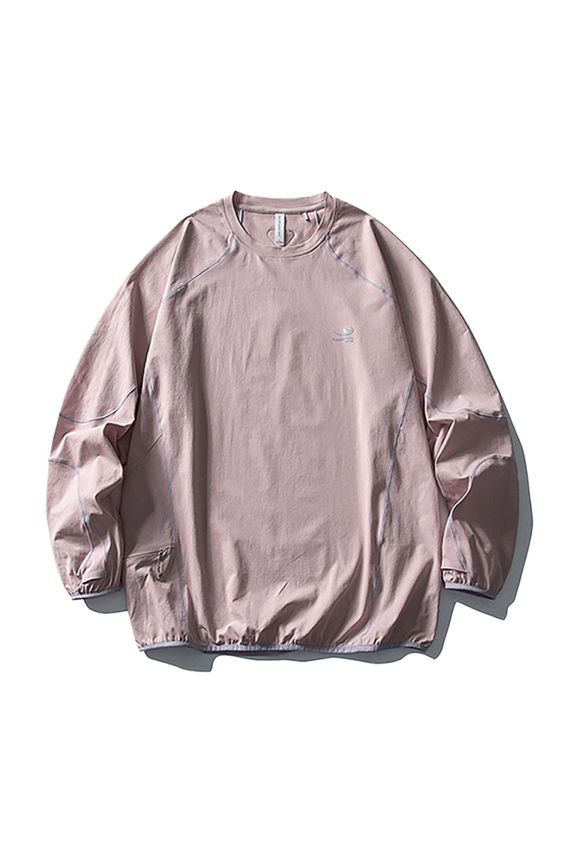 Men Fall Contrast Stitch Crew Neck Long Sleeve Top