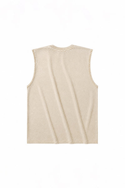 Men's Summer Vintage Washed Raw-Edge Sleeveless Tank Top