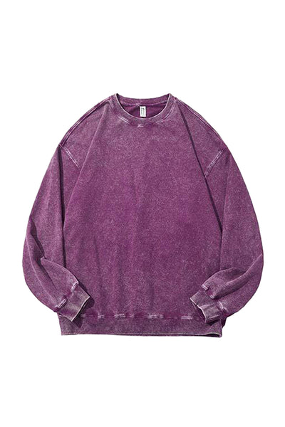 Unisex Fall Clothing Washed Raglan Crew Neck Sweatshirt