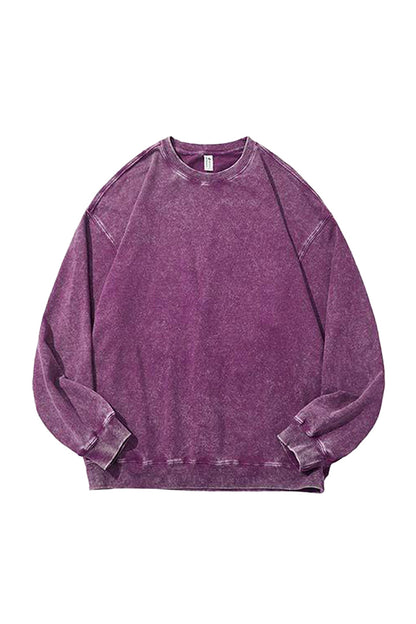 Unisex Fall Washed Vintage Raglan Crew Neck Sweatshirt
