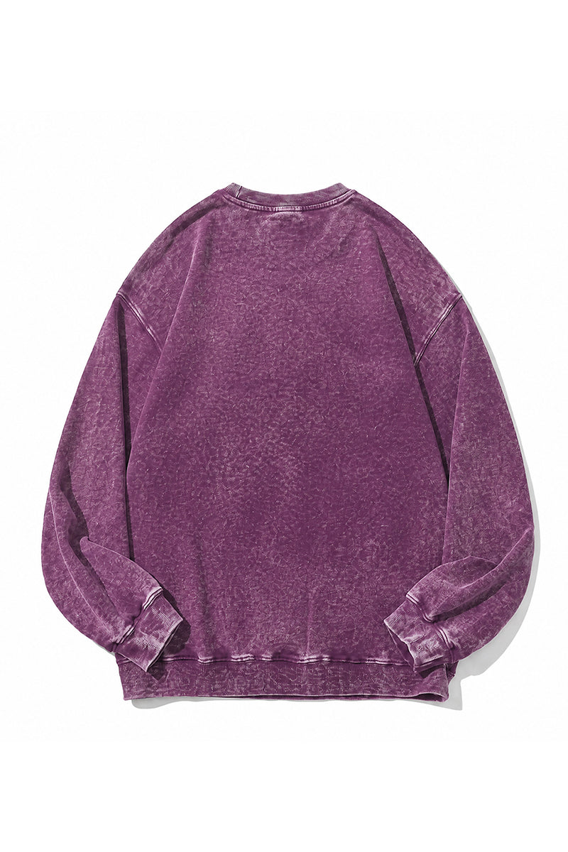 Unisex Fall Washed Vintage Raglan Crew Neck Sweatshirt
