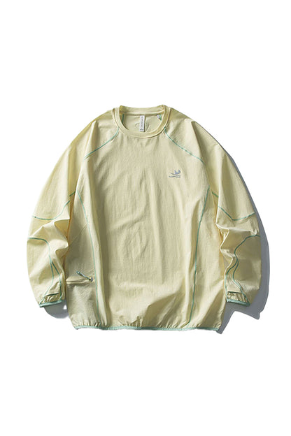 Unisex Fall Contrast Stitch Crew Neck Long Sleeve Top