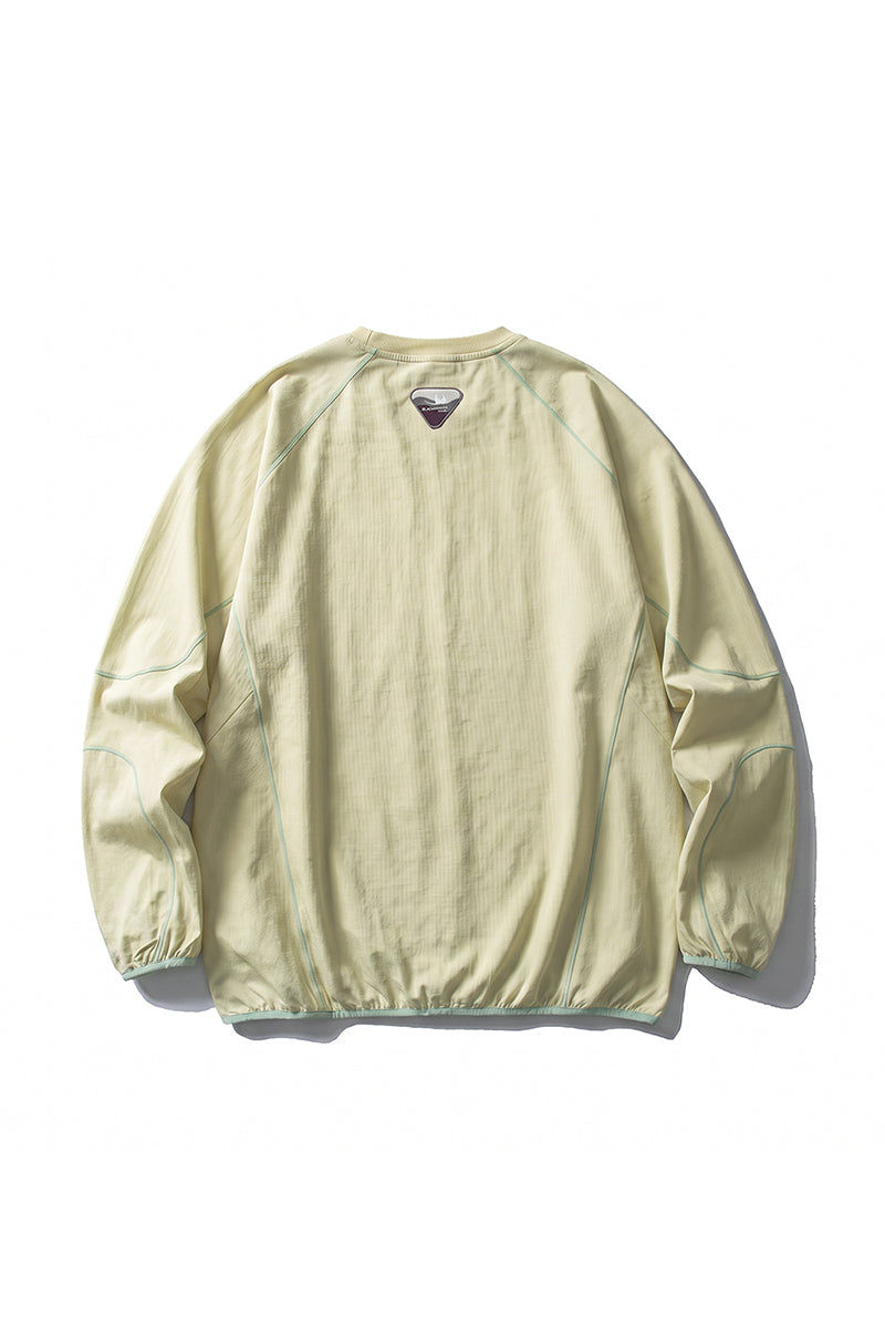 Unisex Fall Contrast Stitch Crew Neck Long Sleeve Top