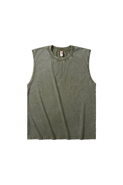 Men's Summer Vintage Washed Raw-Edge Sleeveless Tank Top
