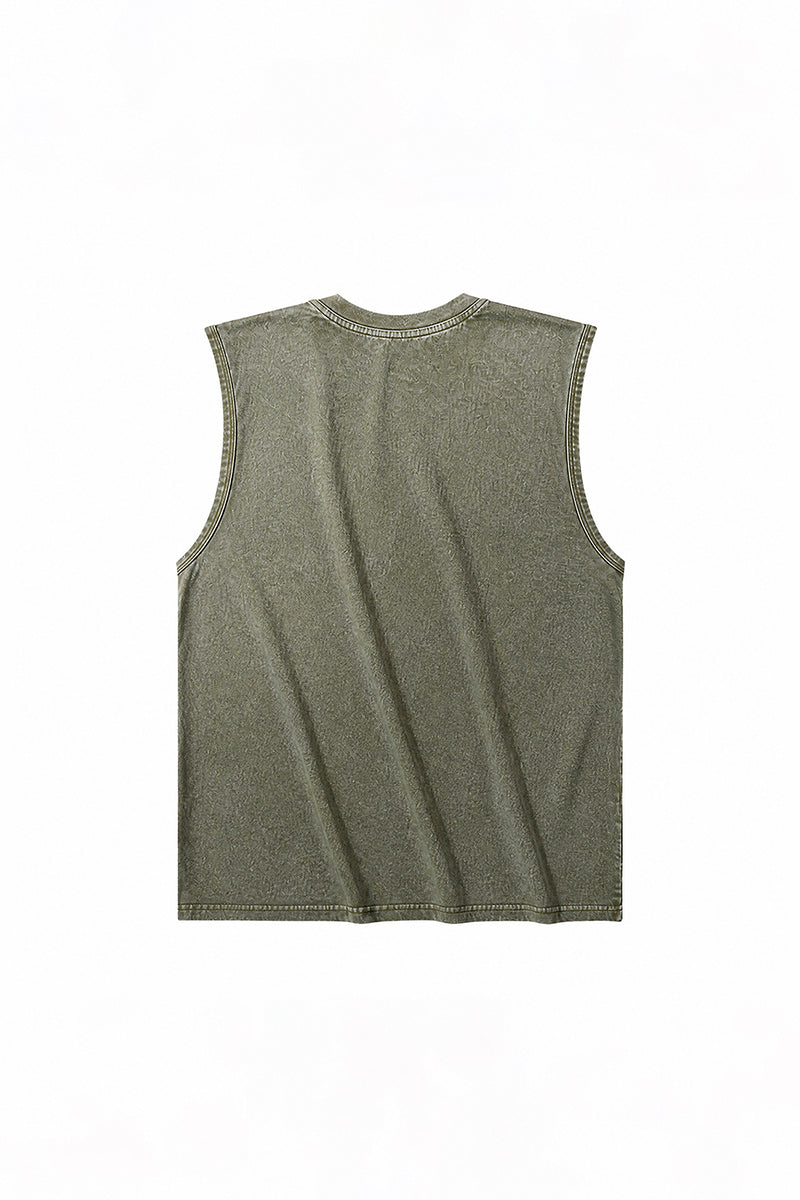 Men's Summer Vintage Washed Raw-Edge Sleeveless Tank Top