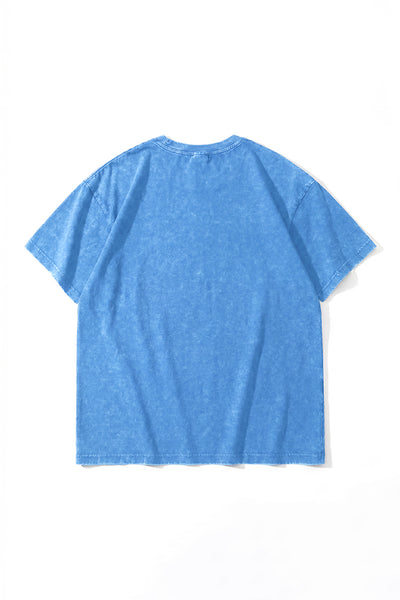 Women's Summer Vintage Washed Drop-Shoulder Oversized Tee
