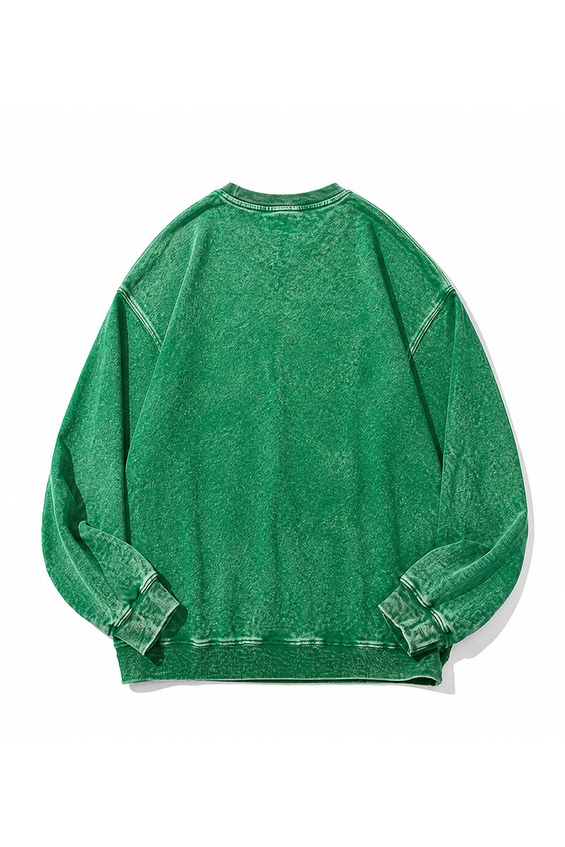Unisex Fall Washed Vintage Raglan Crew Neck Sweatshirt