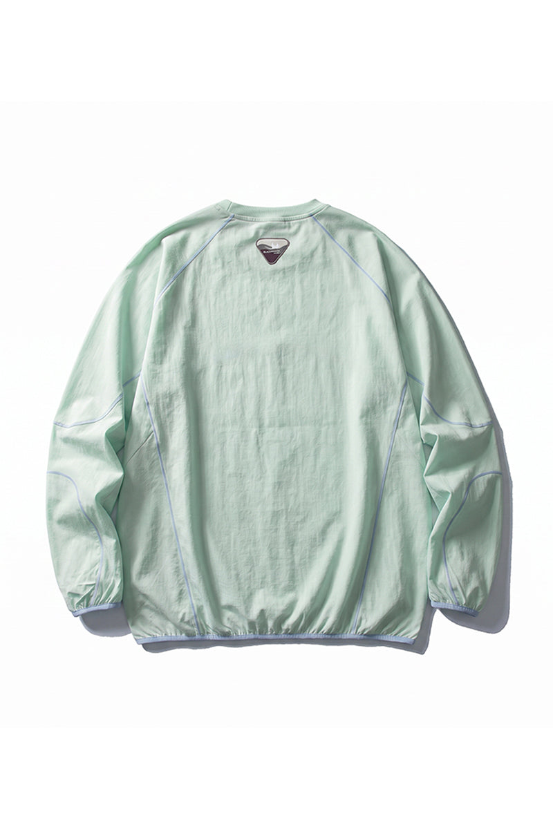 Unisex Fall Contrast Stitch Crew Neck Long Sleeve Top