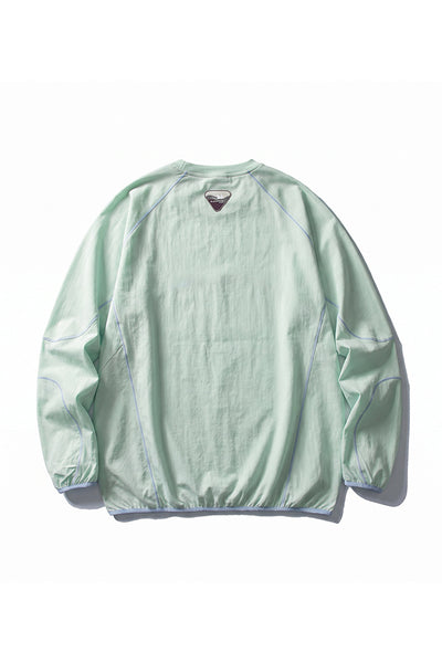 Men Fall Contrast Stitch Crew Neck Long Sleeve Top