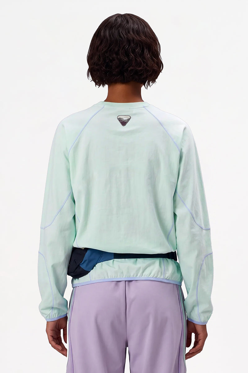 Women Fall Contrast Stitch Crew Neck Long Sleeve Top