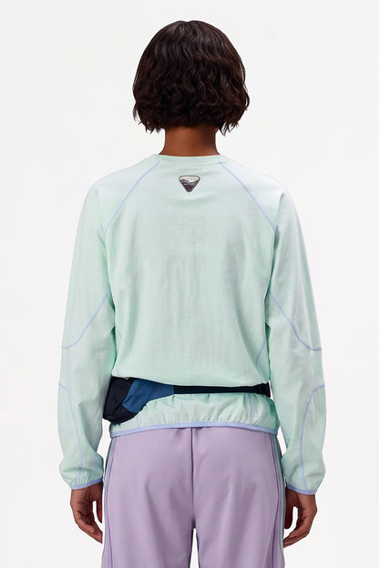 Women Fall Contrast Stitch Crew Neck Long Sleeve Top
