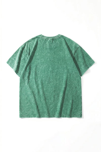 Women's Summer Vintage Washed Drop-Shoulder Oversized Tee