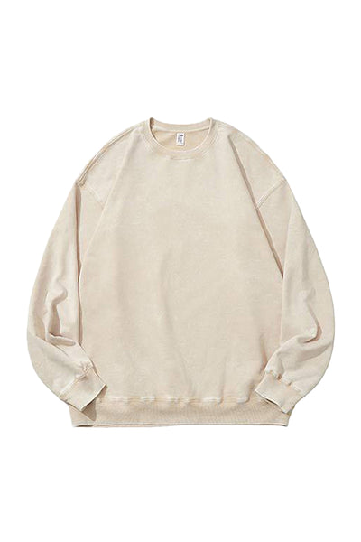 Unisex Fall Clothing Washed Raglan Crew Neck Sweatshirt