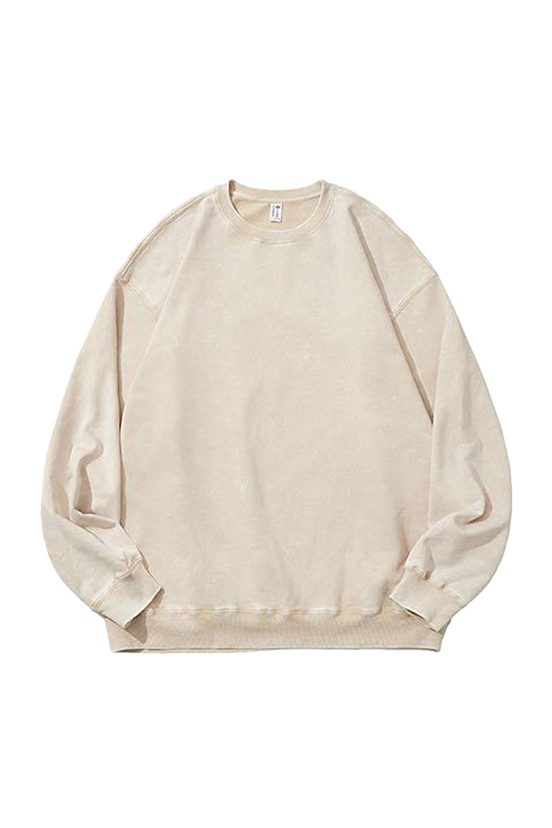 Unisex Fall Washed Vintage Raglan Crew Neck Sweatshirt