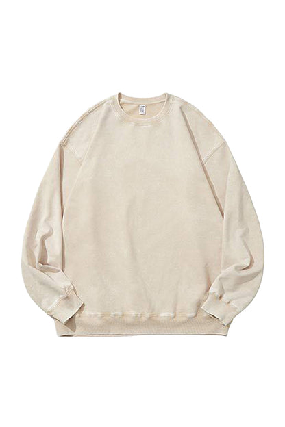 Unisex Fall Washed Vintage Raglan Crew Neck Sweatshirt