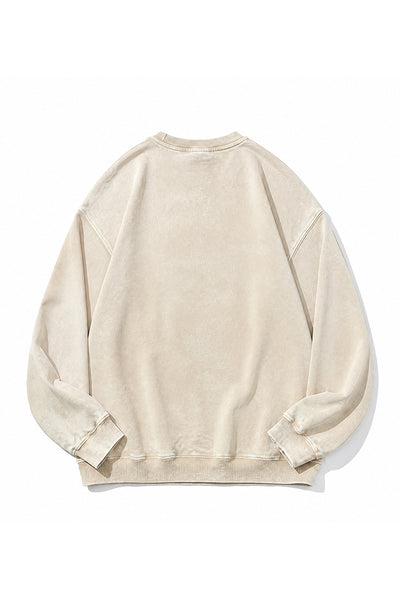 Unisex Fall Clothing Washed Raglan Crew Neck Sweatshirt