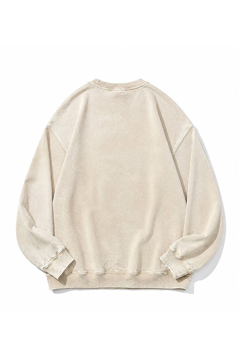 Unisex Fall Washed Vintage Raglan Crew Neck Sweatshirt