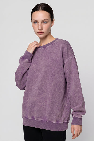 Women's Fall Winter Vintage Loose Crewneck Cotton Sweatshirt