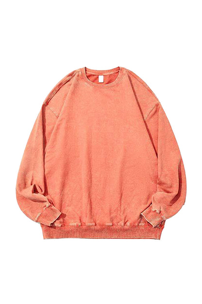 Unisex Fall Washed Vintage Raglan Crew Neck Sweatshirt